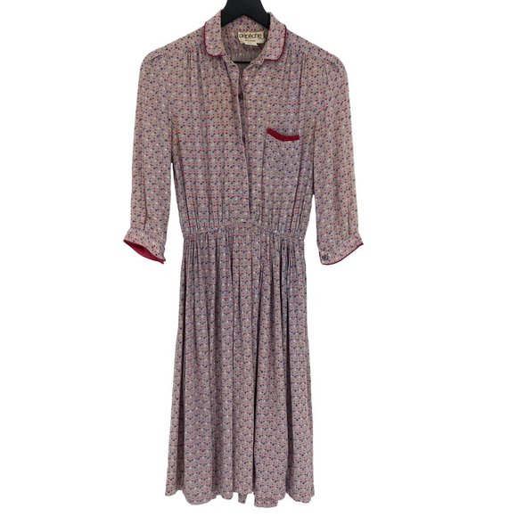 Vintage DÉPÈCHE MODE Crée á Paris Floral Pleated Dress Made in USA - Picture 8 of 16